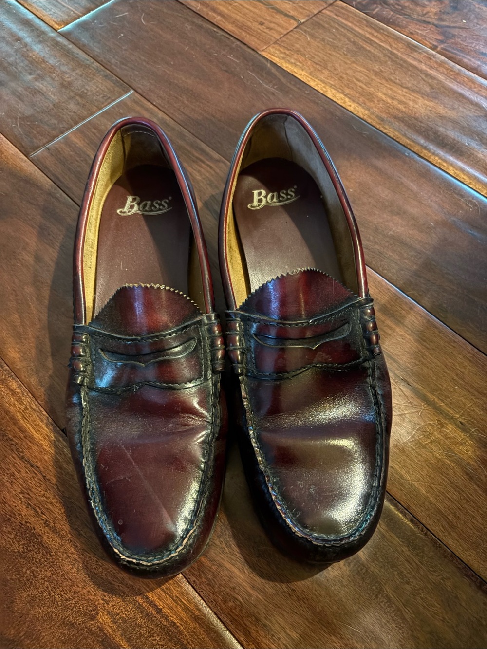 Bass Men’s Burgundy Leather Penny Loafers
